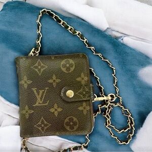 Louis Vuitton Monogram Compact Wallet with added chain